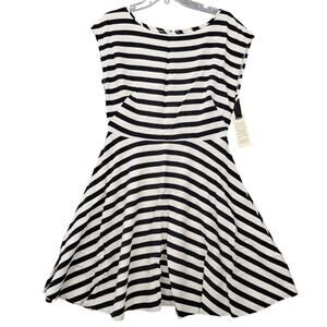 BB Dakota Black White Dress NEW $98 Midi Preppy Stripe Sleeveless Womens Size 10